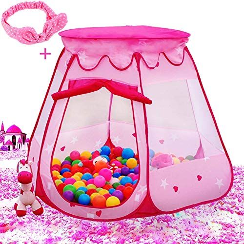  [아마존베스트]Le Papillon Pink Princess Tent Kids Ball Pit 1st Gift Toddler Girl Easy Pop Up Fold into a Carrying Case Play Tent Indoor & Outdoor Use.(Balls Not Included)