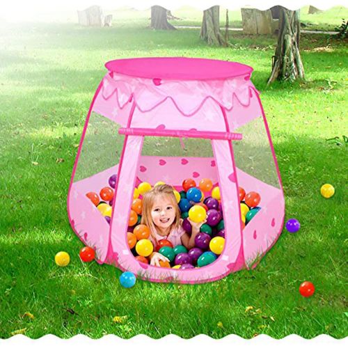  [아마존베스트]Le Papillon Pink Princess Tent Kids Ball Pit 1st Gift Toddler Girl Easy Pop Up Fold into a Carrying Case Play Tent Indoor & Outdoor Use.(Balls Not Included)