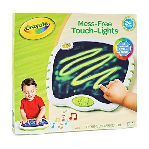  Crayola Toddler Touch Lights, Musical Doodle & Sensory Board, Sensory Toys for Toddlers, Mess Free Finger Painting, Toddler Gift