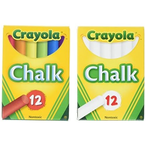  [아마존베스트]Crayola Non-Toxic White Chalk(12 ct box)and Colored Chalk(12 ct box) Bundle