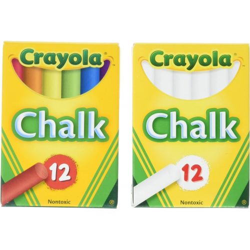  [아마존베스트]Crayola Non-Toxic White Chalk(12 ct box)and Colored Chalk(12 ct box) Bundle