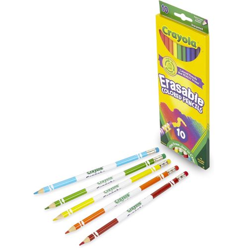  [아마존베스트]Crayola Erasable Colored Pencils, 10 Non-Toxic, Pre-Sharpened, Fully Erasable Pencils Colored Pencil Set for Adult Coloring Books or Kids 4 & Up, Great for Shading, Gradation, Line