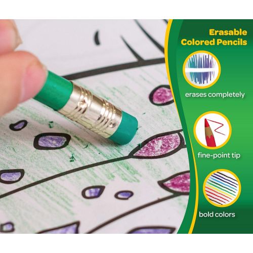  [아마존베스트]Crayola Erasable Colored Pencils, 10 Non-Toxic, Pre-Sharpened, Fully Erasable Pencils Colored Pencil Set for Adult Coloring Books or Kids 4 & Up, Great for Shading, Gradation, Line