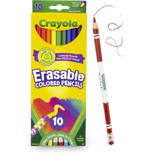  [아마존베스트]Crayola Erasable Colored Pencils, 10 Non-Toxic, Pre-Sharpened, Fully Erasable Pencils Colored Pencil Set for Adult Coloring Books or Kids 4 & Up, Great for Shading, Gradation, Line