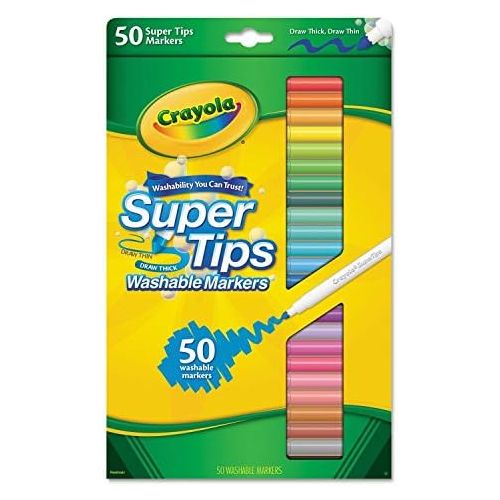  [아마존베스트]Crayola 50ct Washable Super Tips Markers 50 Color Variety