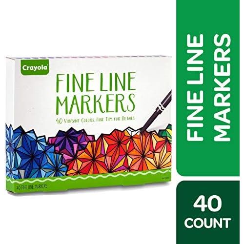  [아마존베스트]Crayola Fine Line Markers, Assorted Colors, Adult Coloring, 40 Count, Gift