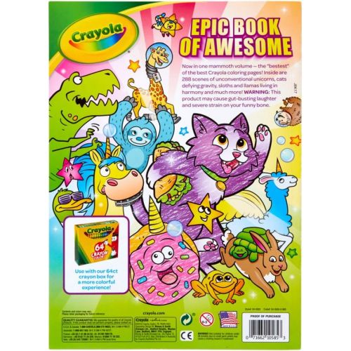  [아마존베스트]Crayola Epic Book of Awesome, All-in-One Coloring Book Set, 288 Animal Coloring Pages, Gift for Kids, Age 3, 4, 5, 6