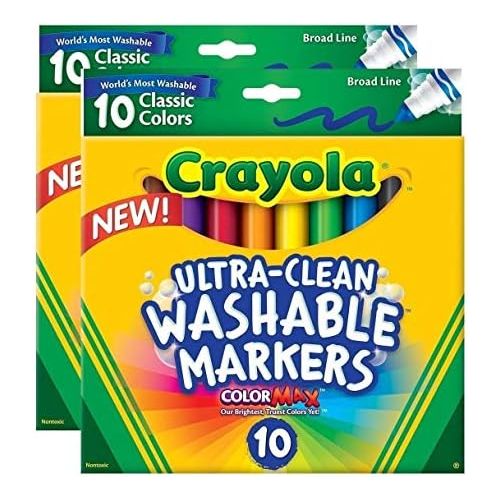  [아마존베스트]Crayola Ultraclean Broadline Classic Washable Markers (10 Count), (Pack of 2)