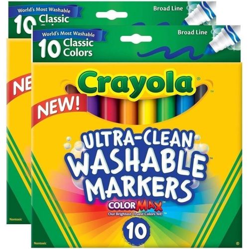  [아마존베스트]Crayola Ultraclean Broadline Classic Washable Markers (10 Count), (Pack of 2)