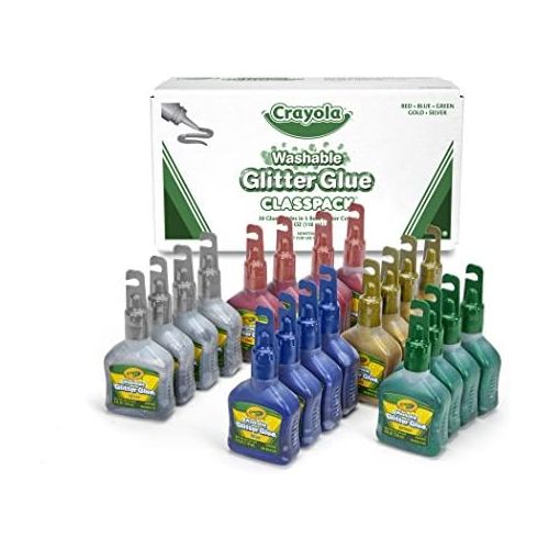  [아마존베스트]Crayola Glitter Glue Bulk, 20 Count Classpack, Washable Craft Glue, 5 Assorted Colors