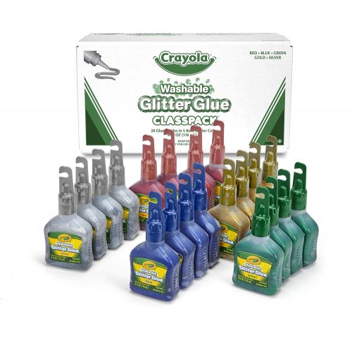  [아마존베스트]Crayola Glitter Glue Bulk, 20 Count Classpack, Washable Craft Glue, 5 Assorted Colors