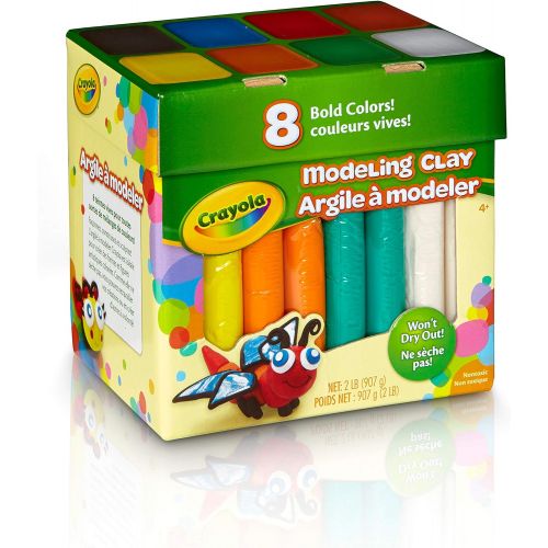  [아마존베스트]Crayola 8 Bold Colors, 2 Lb. Non-Toxic Art Tool for Kids 4 & Up, Traditional Modeling Clay, Multicolor