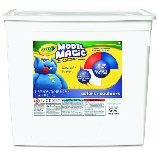  [아마존베스트]Crayola Model Magic, Primary Colors (Red/Yellow/Blue/White) 8 Ounce Packs (4 Count Bucket) No-Mess, Soft, Lightweight Modeling Material For Kids 4 & Up, Easy to Paint and Decorate,