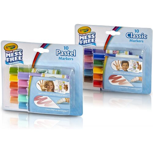  [아마존베스트]Crayola Color Wonder Markers, Mess Free Coloring, Classic & Pastel Colors (20 Count) (2 Pack )