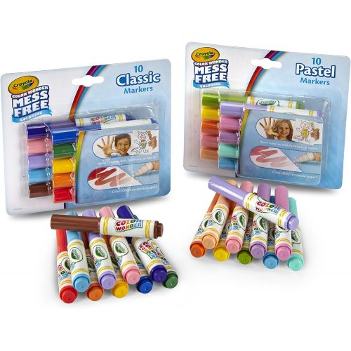  [아마존베스트]Crayola Color Wonder Markers, Mess Free Coloring, Classic & Pastel Colors (20 Count) (2 Pack )