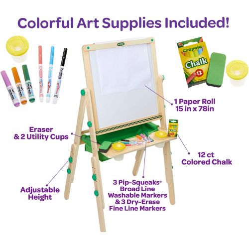  Crayola Deluxe Kids Wooden Art Easel & Supplies, Amazon for Kids, Ages 3, 4, 5, 6