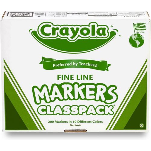  Crayola Fine Line Markers, Back to School Supplies Classpack, 10 Assorted Colors , 200 Count