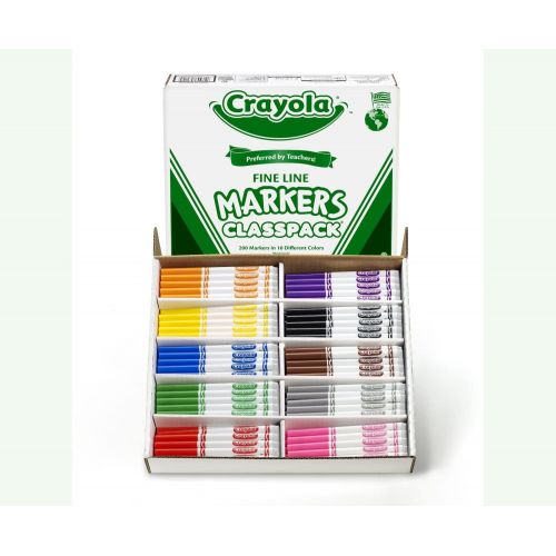  Crayola Fine Line Markers, Back to School Supplies Classpack, 10 Assorted Colors , 200 Count