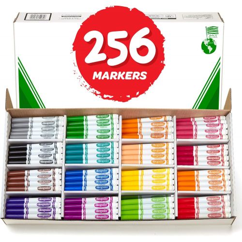  Crayola Broad Line Markers Bulk, School Supplies, 16 Bold Colors, 256 Count