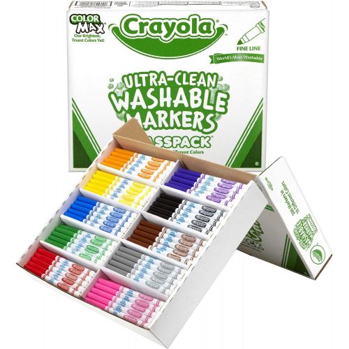  Crayola Ultra Clean Washable Markers, School Supplies Classpack, Fine Line, 10 Colors, Pack of 200