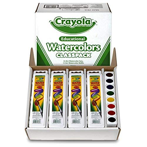  Crayola Watercolors Classpack, 24 Paint Pans, 12 Refills, Assorted