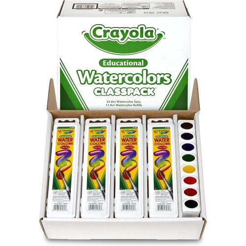  Crayola Watercolors Classpack, 24 Paint Pans, 12 Refills, Assorted