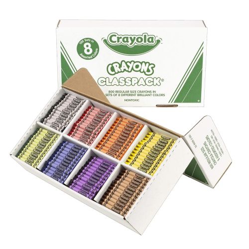  Crayola Crayon Classpack, School Supplies, Regular Size, 8 Colors, 800 Count