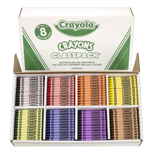  Crayola Crayon Classpack, School Supplies, Regular Size, 8 Colors, 800 Count