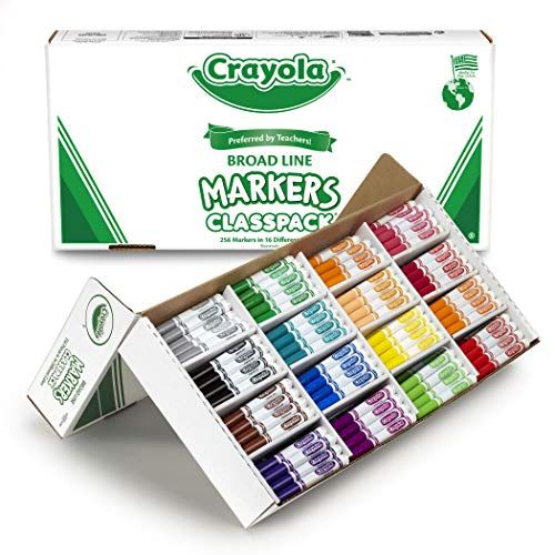  Crayola Broad Line Markers Bulk, School Supplies, 16 Bold Colors, 256 Count, Assorted, Standard