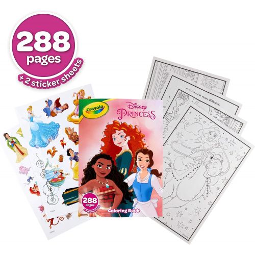  Crayola Disney Princess Coloring Book with Stickers, Gift for Kids, 288 Pages, Ages 3, 4, 5, 6