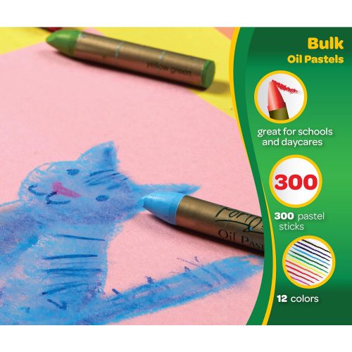  Crayola Oil Pastels Bulk, 300 Count Classpack, 12 Assorted Colors, Water Soluble