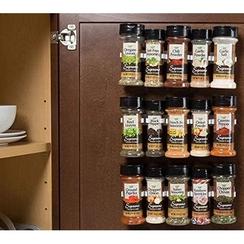  Crazy Chef Spice Clips Spice Gripper Clips Strips Cabinet Holder - Spice Organizer Holds 30 Spice Jars - Pantry and Inside Cabinet Organization 3M Adhesive Strength