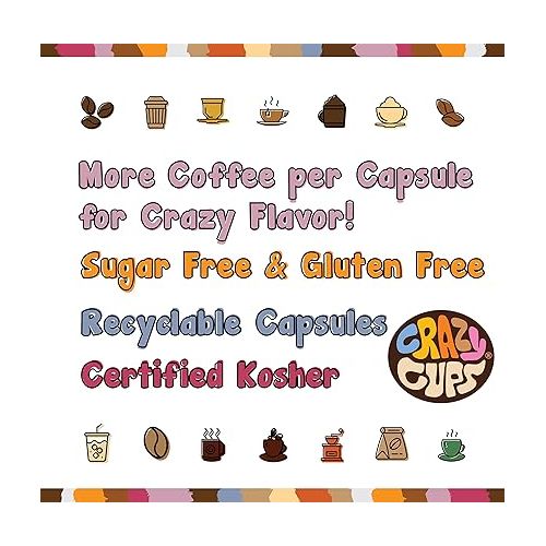  Crazy Cups Flavored Coffee in Single Serve Coffee Pods - Flavor Coffee Variety Pack for Keurig K Cups Machine, 20 Count