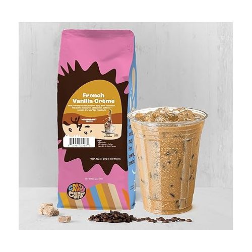  Crazy Cups French Vanilla Coffee, Flavored Ground Coffee (Vanilla Creme), 10 oz Bags, Pack of 3