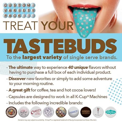  Variety Pack of Coffee, Tea, Hot Chocolate and Cappuccino, Sampler of Single Serve Coffee, Tea, Hot Cocoa and Cappuccino Pods for Keurig K Cups Machines, 30 Pack - No Duplicates