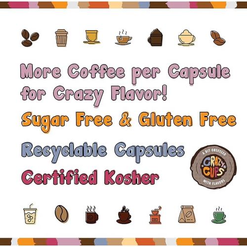  Crazy Cups Flavored Marshmallow Mocha Chocolate Coffee, Single Serve for Keurig K Cups Machines, Hot or Iced, Medium Roast in Recyclable Pods, 22 Count (Pack of 1)