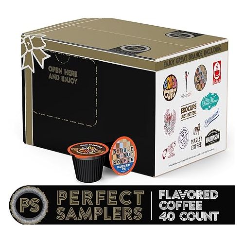  Crazy Cups Pod Variety Pack - Unique Flavors of Chocolate, Vanilla, Caramel, Coffee Capsules, Flavored Coffee, 40 Count