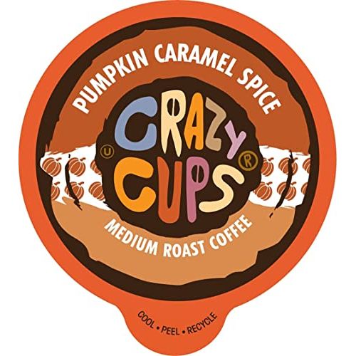  Crazy Cups Flavored Coffee, Pumpkin Caramel Spice, Recyclable Single Serve Pumpkin Spice Coffee Pods for Keurig K Cups Machines, Brew Hot or As Iced Coffee, 80 Count