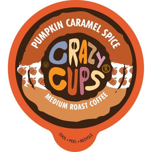  Crazy Cups Flavored Coffee, Pumpkin Caramel Spice, Recyclable Single Serve Pumpkin Spice Coffee Pods for Keurig K Cups Machines, Brew Hot or As Iced Coffee, 80 Count