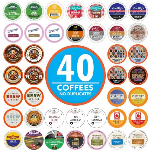  Crazy Cups Coffee Pods Variety Pack Sampler, Assorted Single Serve Coffee for Keurig K Cups Coffee Makers, 40 Unique Cups - Great Coffee Gift