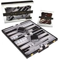 [아마존베스트]Crazy Games Backgammon Set - Classic 14.75 Inch Backgammon Sets for Adults Board Game with Premium Leather Case - Best Strategy & Tip Guide (Black)