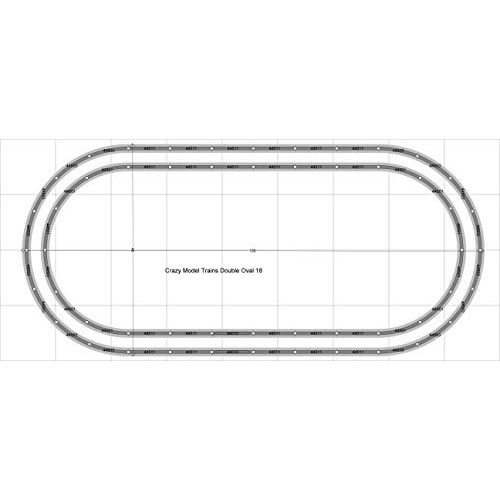  Crazy Model Trains Oval 18 - Double Oval Bachmann 46 X 91 HO Scale E-Z Track With Gray Roadbed and Nickel Silver Rails Train Set