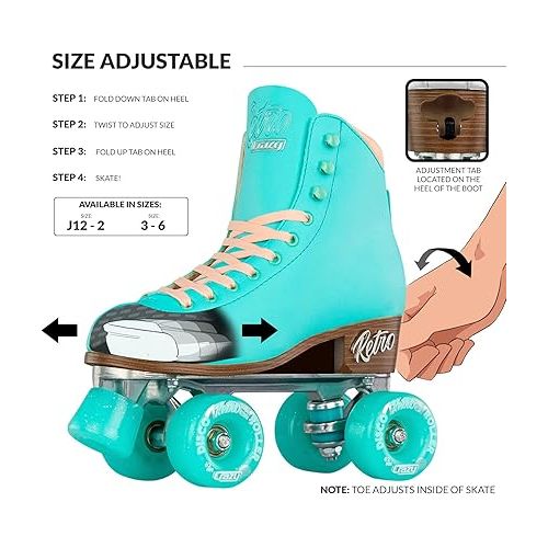  Crazy Skates Retro Roller Skates | Adjustable or Fixed Sizes | Classic Quad Skates for Women and Girls