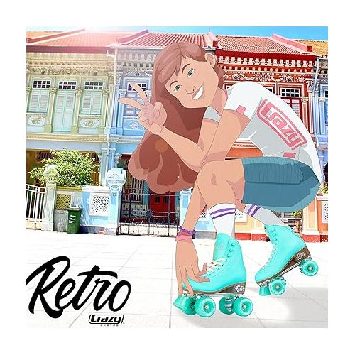  Crazy Skates Retro Roller Skates | Adjustable or Fixed Sizes | Classic Quad Skates for Women and Girls