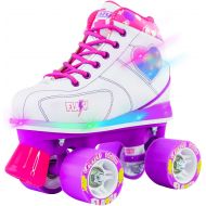 Crazy Skates Flash Roller Skates for Girls - Light Up Skates with Ultra Bright LED Lights and Flashing Lightning Bolt - White Patines