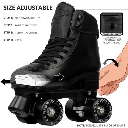  Crazy Skates Adjustable Roller Skates for Boys and Girls - Adjusts to Fit 4 Shoe Sizes - Jam Pop Series