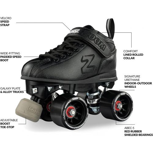  Crazy Skates Zoom Roller Skates - High Performance Speed Skates - Black