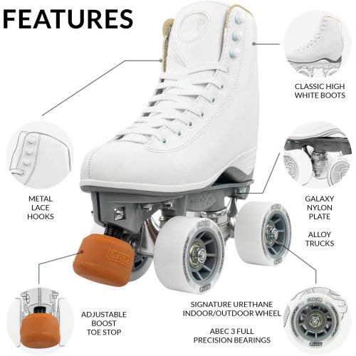  Crazy Skates Celebrity Art Roller Skates - Classic High White Artistic Quad Skate