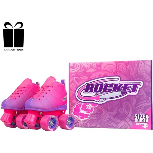  Crazy Skates Rocket Roller Skates for Girls and Boys - Great Beginner Kids Quad Skate - Available in Two