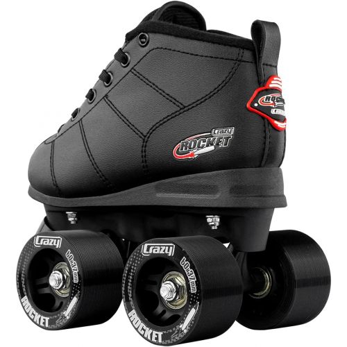  Crazy Skates Rocket Roller Skates for Boys and Girls - Great Beginner Kids Quad Skates - Black and Red